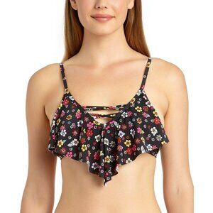 California Waves XL Floral Flounce Bikini Top 743
